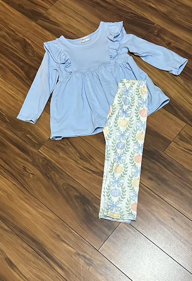 Light Blue Tunic with Pumpkin Pants