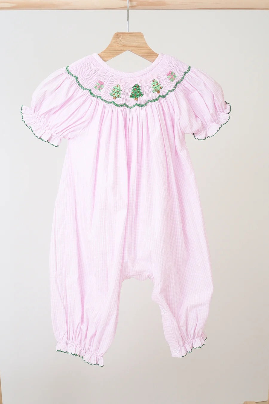 Smock Pink Christmas Tree Romper