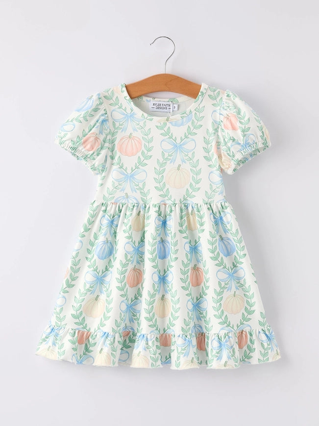 Playful Fall Pumpkin Girls Dress