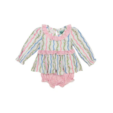 Hazel Blue Floral/Gingham Bloomer Set