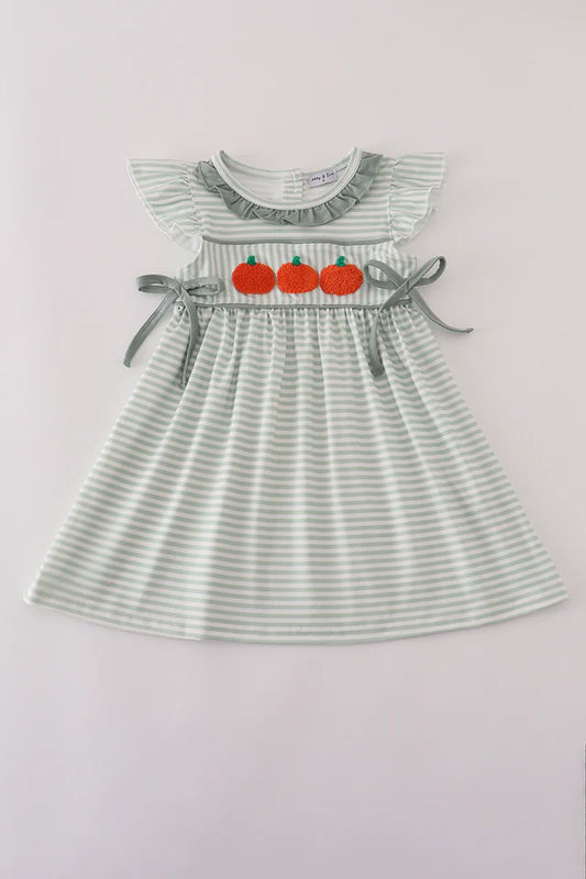 Sage Green Dress -French Knot Pumpkin