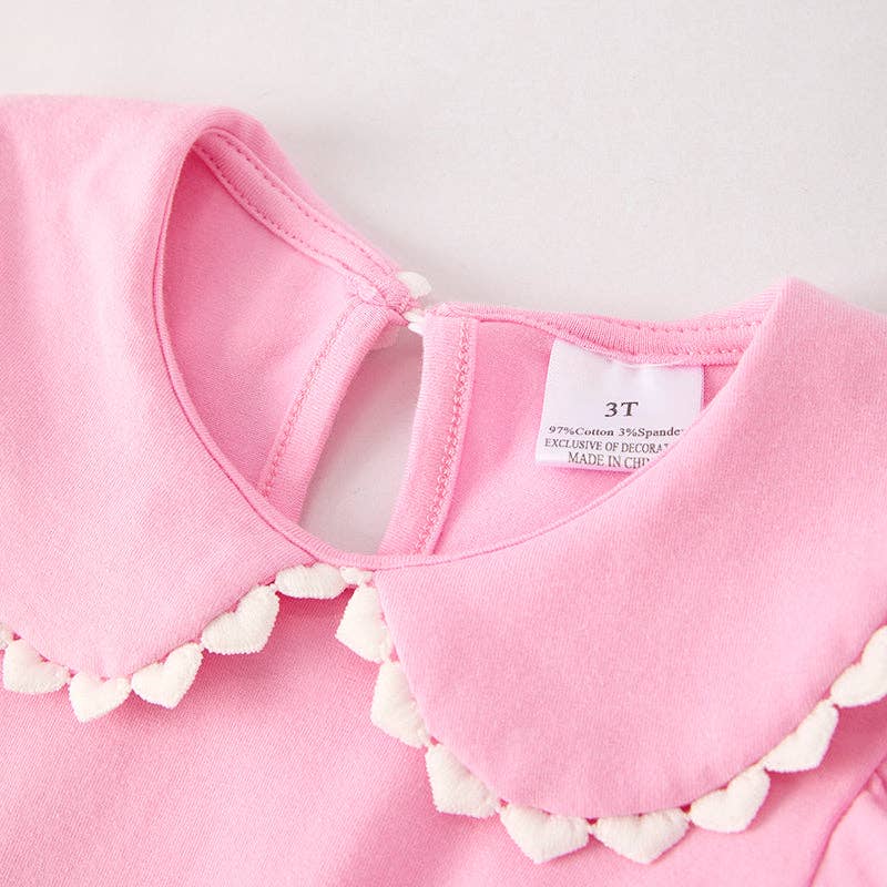 Girls Halloween Pink Ghost Applique Bow Embroidery Dress