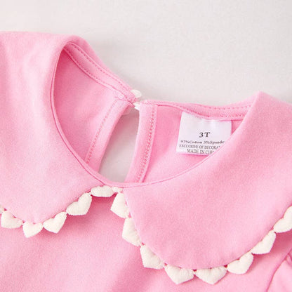 Girls Halloween Pink Ghost Applique Bow Embroidery Dress