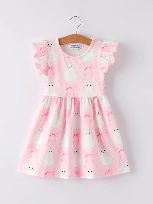 Halloween Pink Ghost Bow Dress