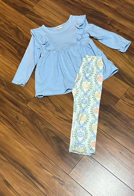 Light Blue Tunic with Pumpkin Pants