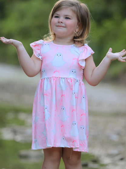 Halloween Pink Ghost Bow Dress