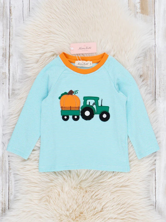 Long Sleeve Tractor Pulling Pumpkin Shirt