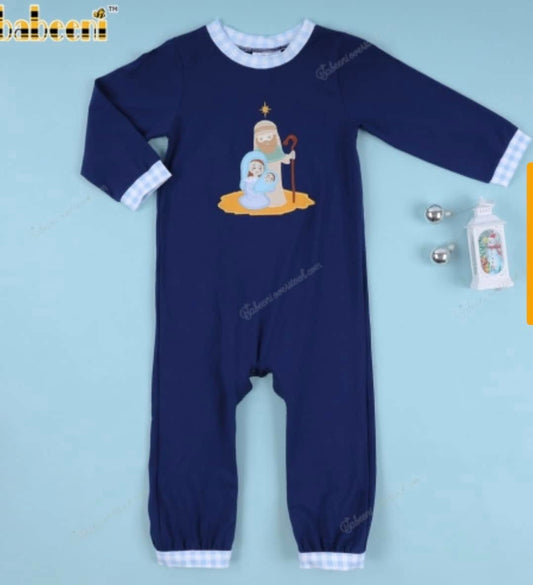Nativity Navy Blue Romper