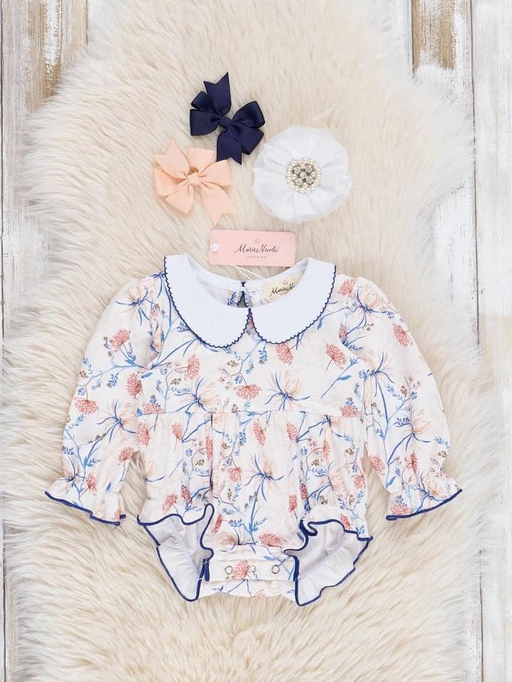 Fall Girl Bubble with Navy Trim