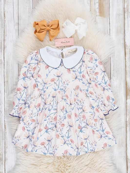 Fall Girl Dress with Navy Trim