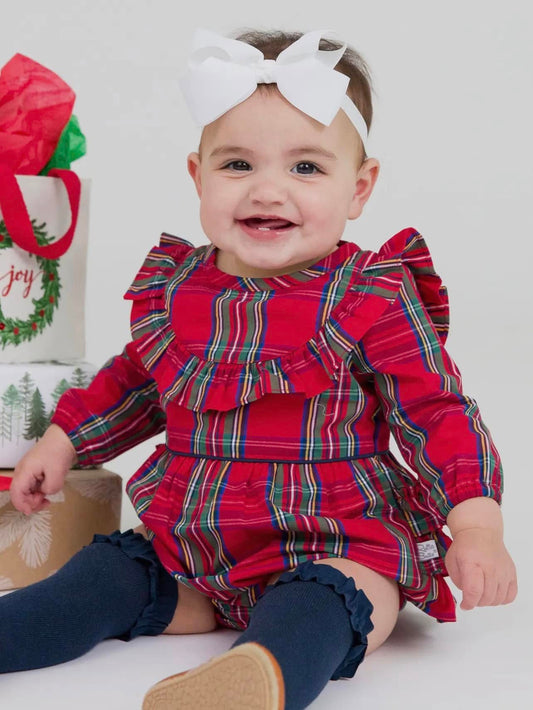 Girl Christmas Plaid Bubble