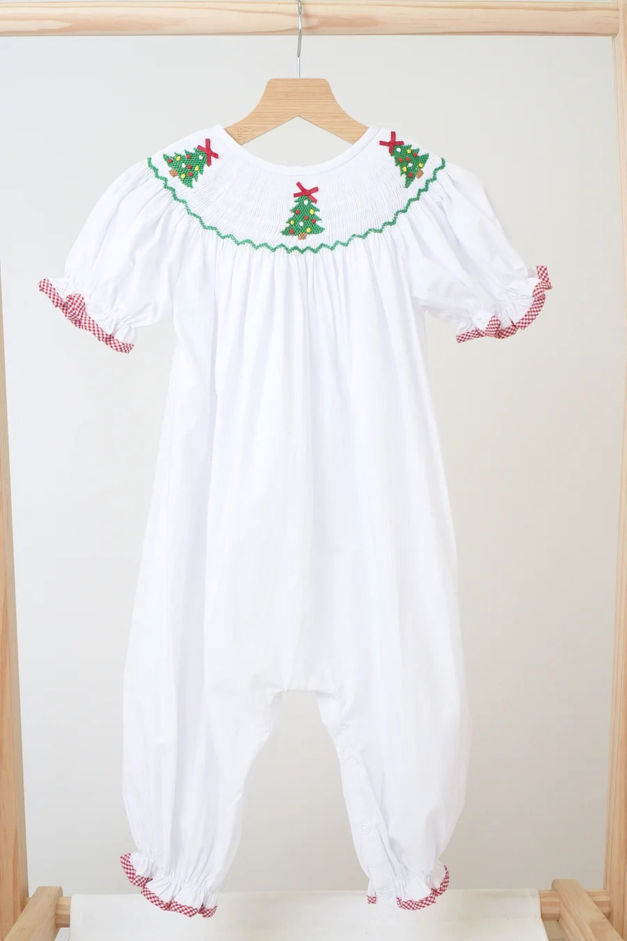 White Smock Christmas Tree Romper