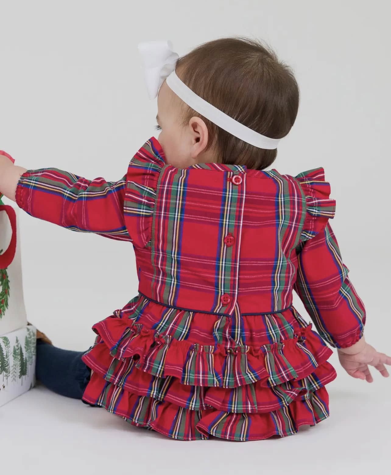 Girl Christmas Plaid Bubble