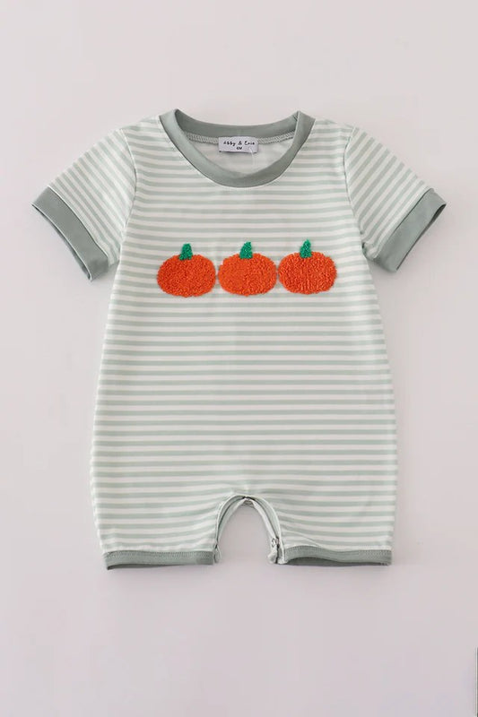Sage Green Romper French Knot Pumpkin