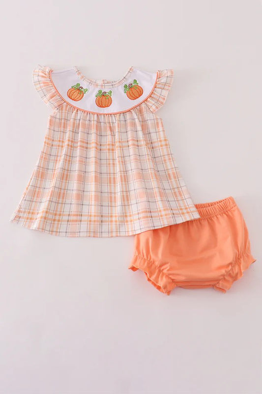 Fall Plaid Pumpkin Bloomer Set