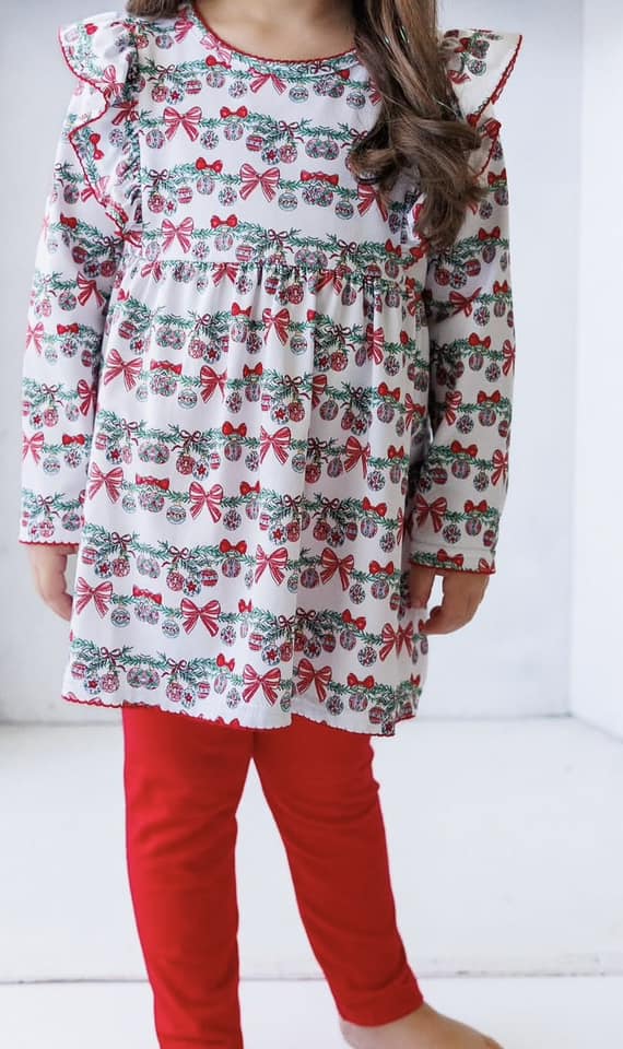 Christmas Garland and Bow Pant Set