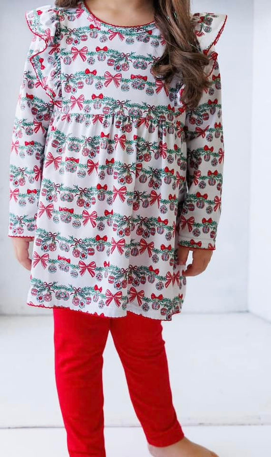 Christmas Garland and Bow Pant Set