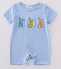 Blue French Knot Romper