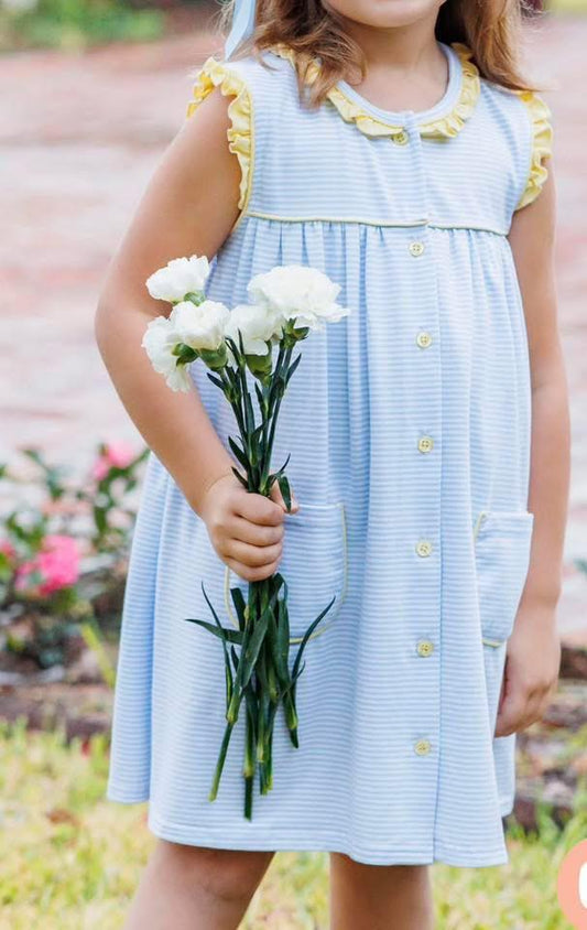 Blue Stripe with Yellow Trim Dress