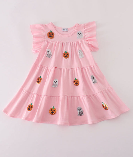 Pink Halloween Graphic Dress