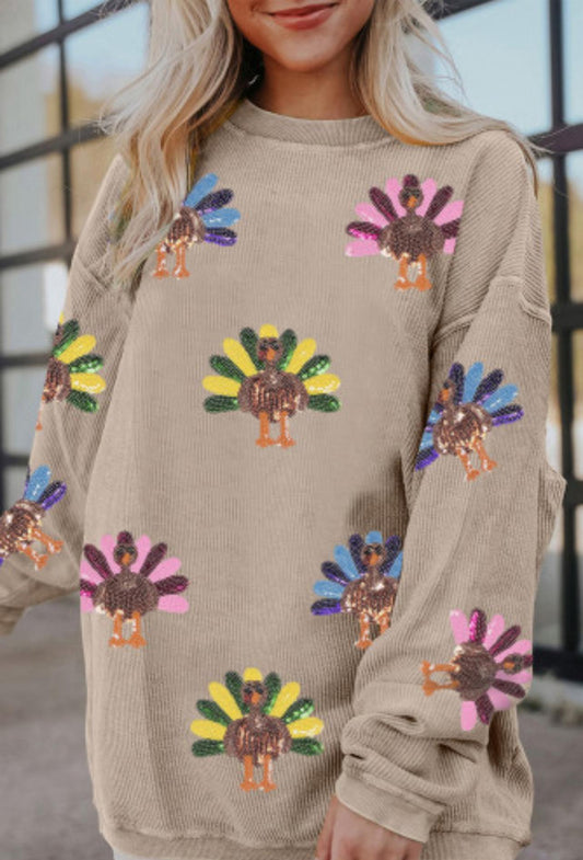 Turkey Graphic Corded Sweatshirt