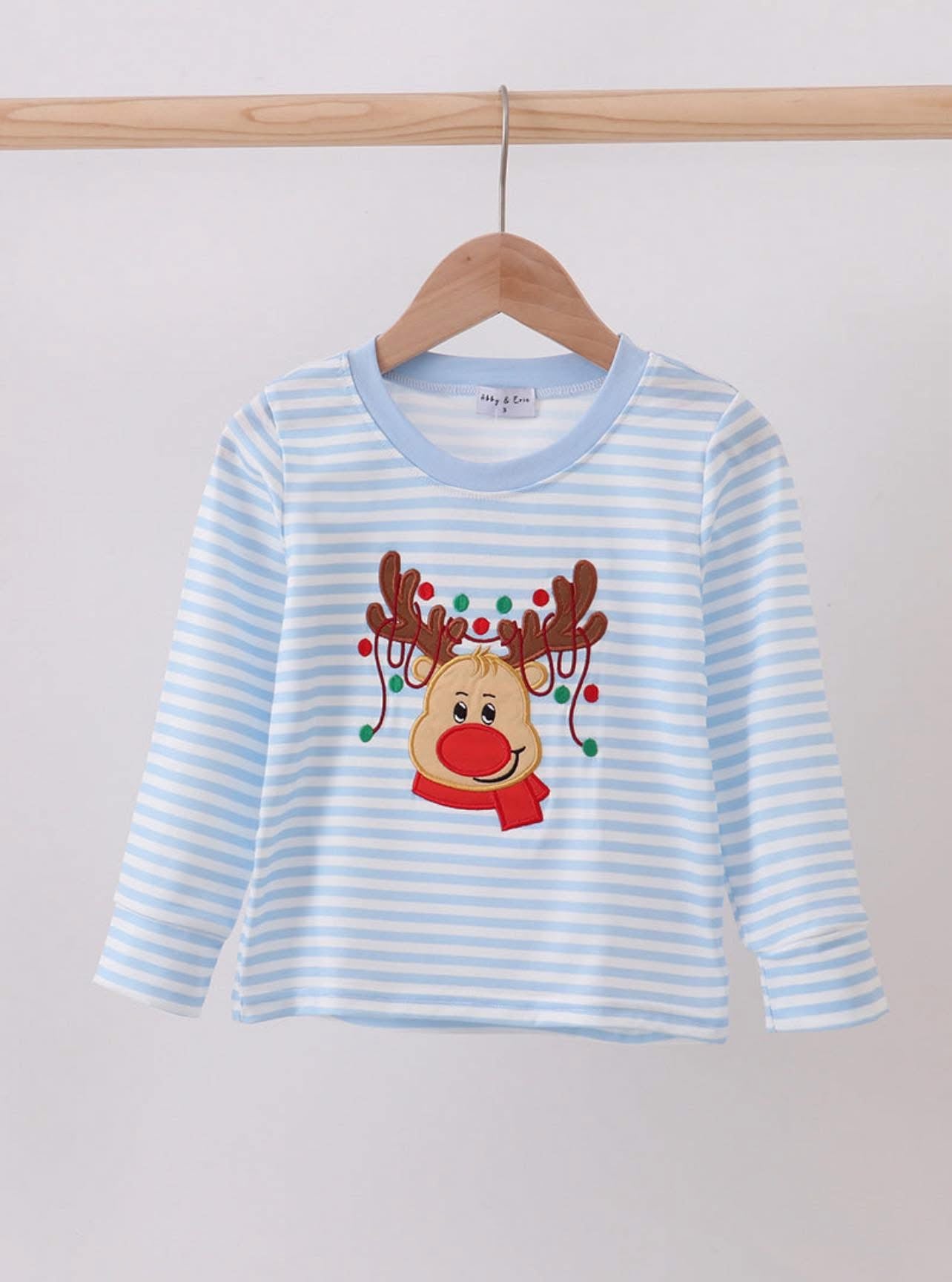 Boy Reindeer Baby Blue Shirt