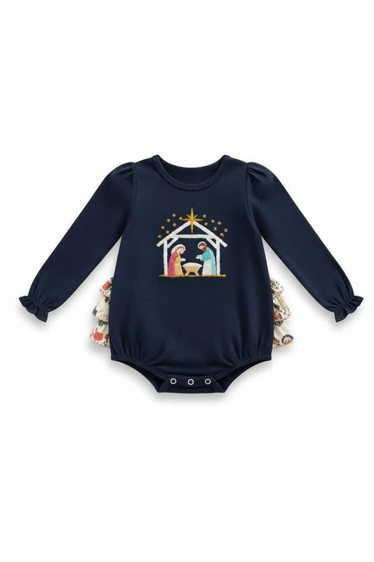 Girl French Knot Nativity Scene Bubble