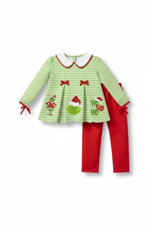 Girl Green Christmas Character Pant Set
