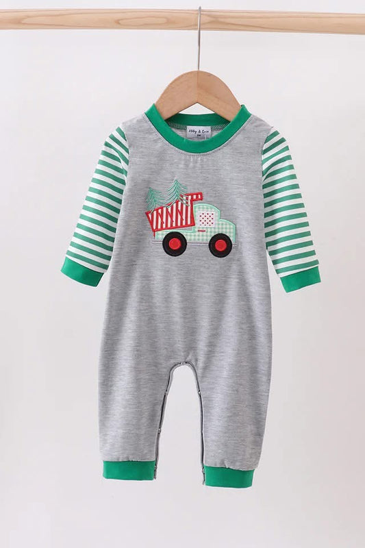 Boy Christmas Romper with Dump Truck
