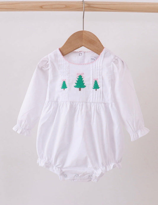Girl Christmas Tree White Bubble