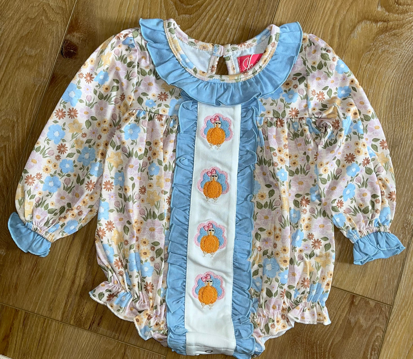 Fall Floral Girl Turkey Bubble