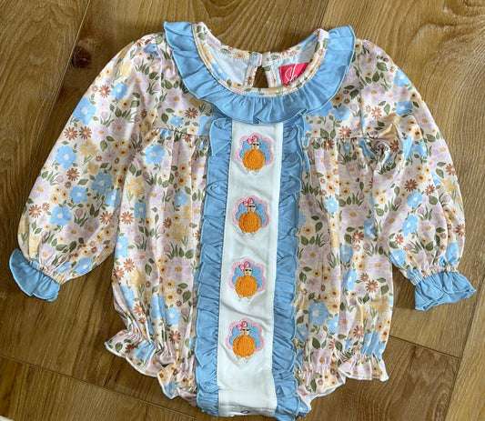 Fall Floral Girl Turkey Bubble
