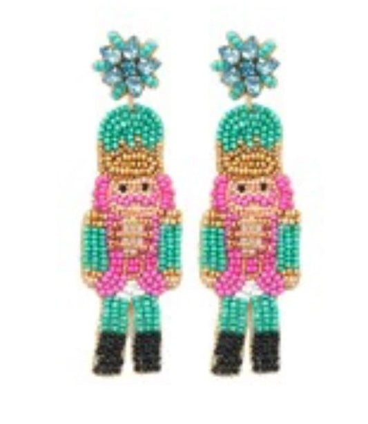 Pink/Teal Nutcracker Earrings