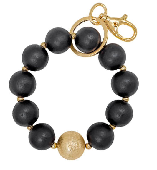 Black Large Bead Keychain
