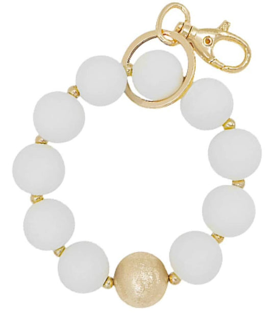 White Large Bead Keychain