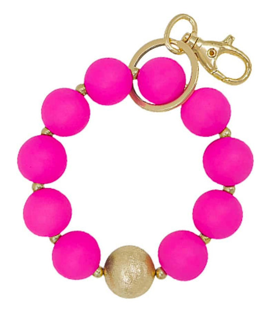 Hot pink Large Bead Keychain
