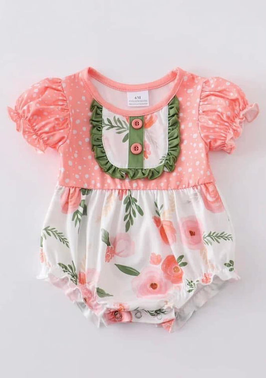 Coral & Green Foral Bubble