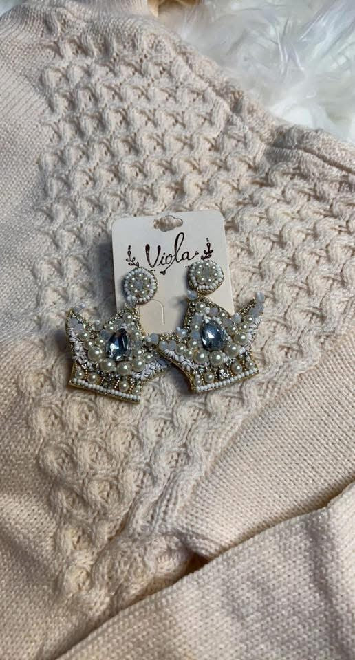 Beaded Crown Earrings