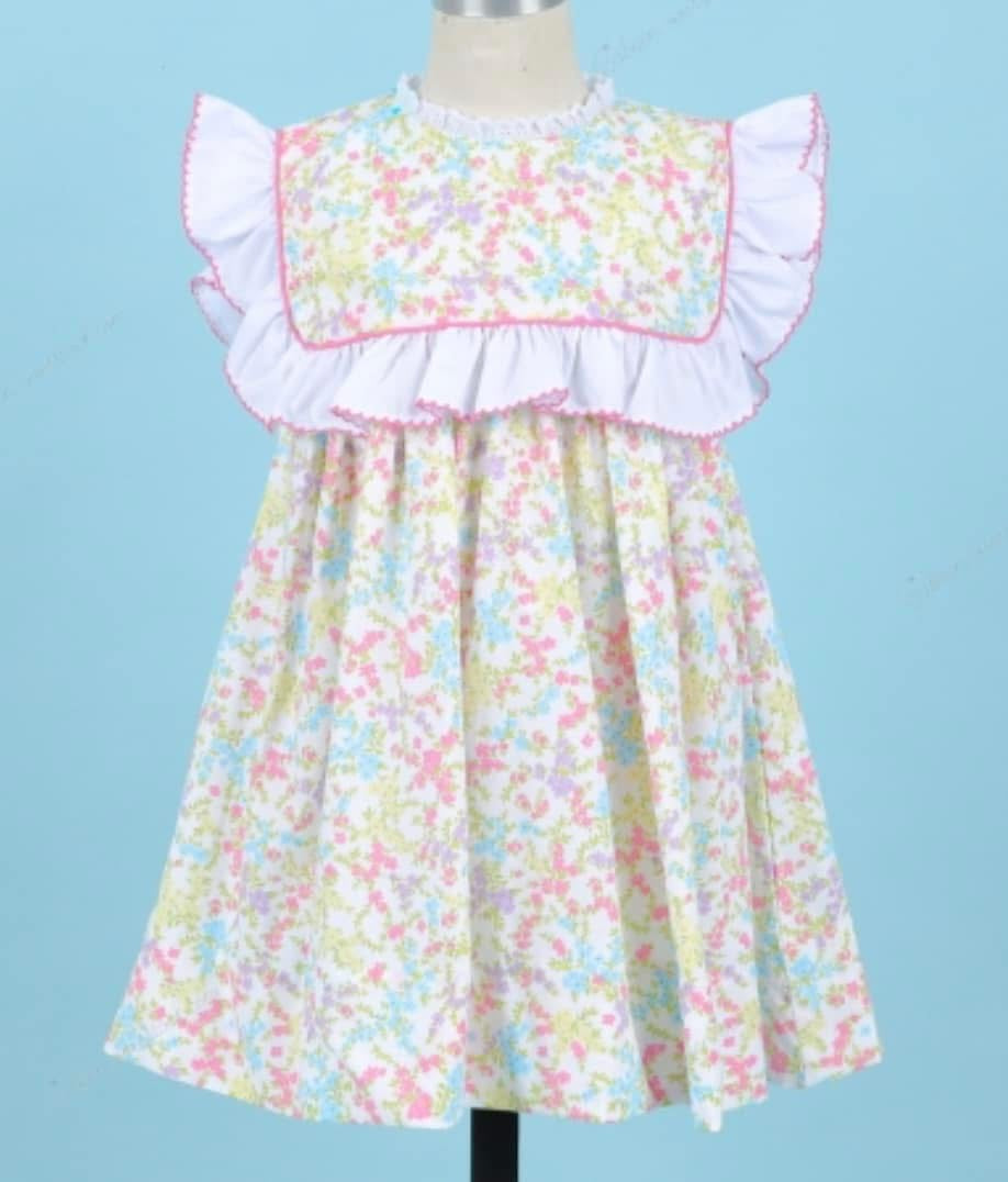 Spring/Summer Floral Dress with White Ruffle