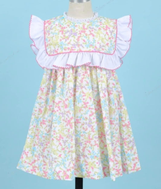 Spring/Summer Floral Dress with White Ruffle
