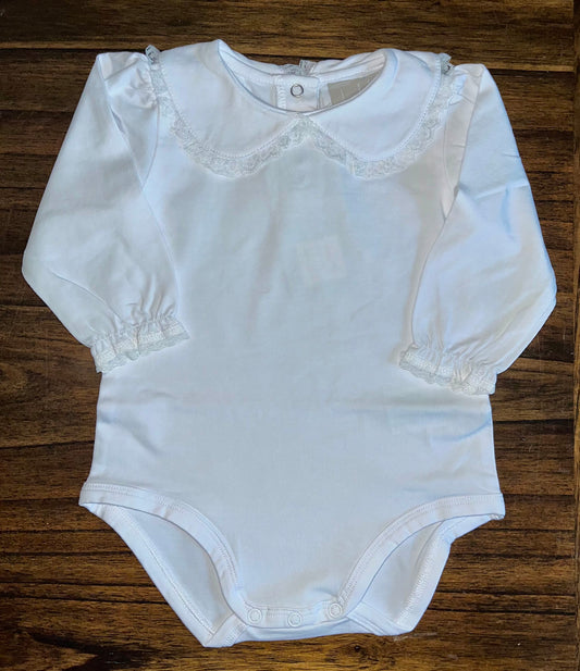 White Collared Bodysuit with Lace