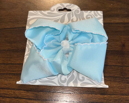 Baby Blue Bow with White Trim