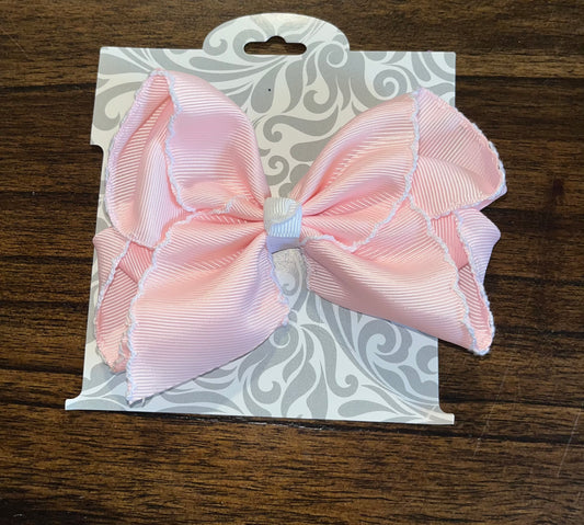 Light Pink Medium Bow with White Trim