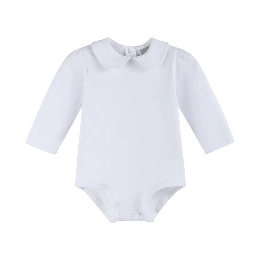 White Collared Long Sleeve BodySuit