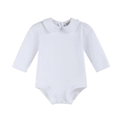 White Collared Long Sleeve BodySuit