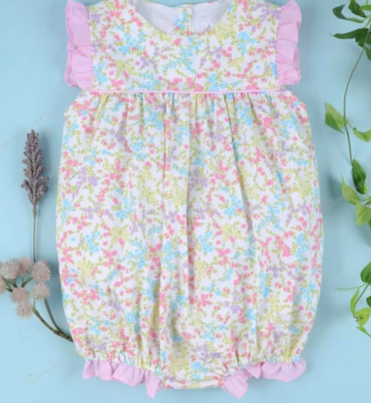 Spring/Summer Floral Bubble Pink Flutter Sleeve