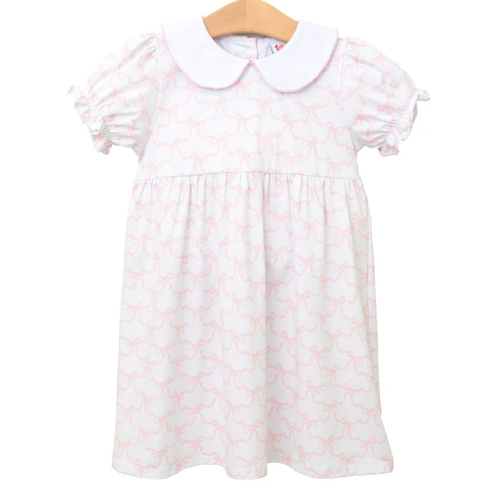 Pink Bow Dress with Collar