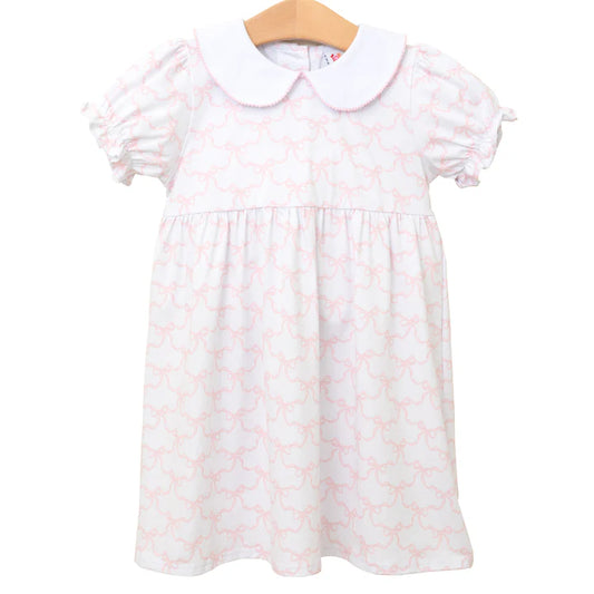 Pink Bow Dress with Collar