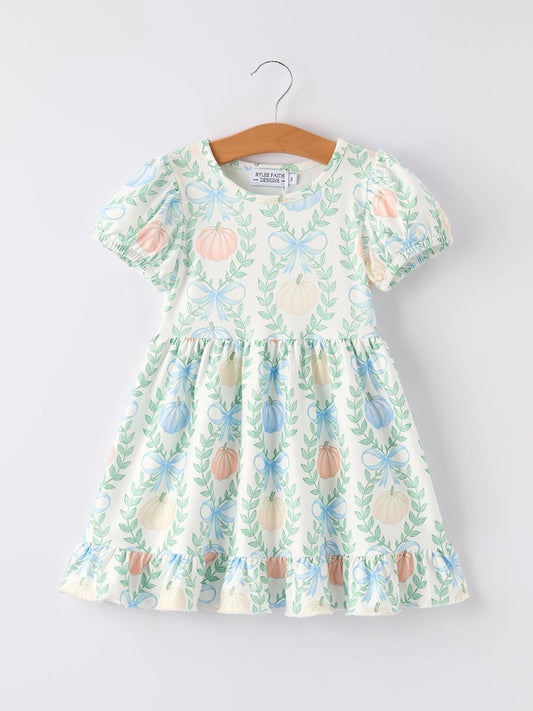 Playful Fall Pumpkin Girls Dress