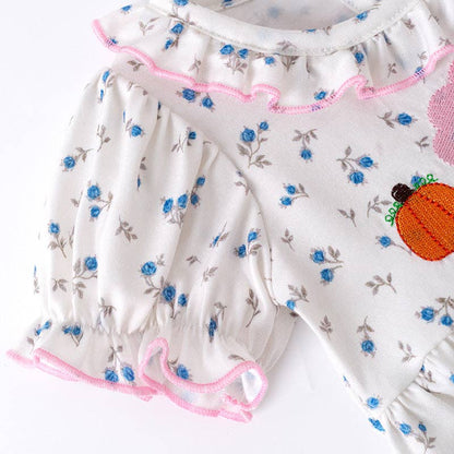 Thanksgiving Sibling Matching Outfits – Turkey Pumpkin Embroidered Collection: ROMPER